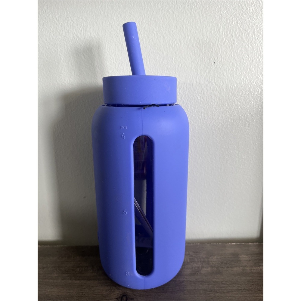 Bink 27 Oz. Day Water Bottle Straw Cap Azure Blue Glass Silicone Cover - Picture 2 of 4